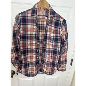 J. Crew Size XSmall Flannel 100% Cotton Button Down Blue Red